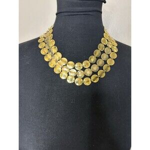 Avon SP 16” Necklace Gold Tone 3 Chains Disc Circles VTG Layered Classic Career
